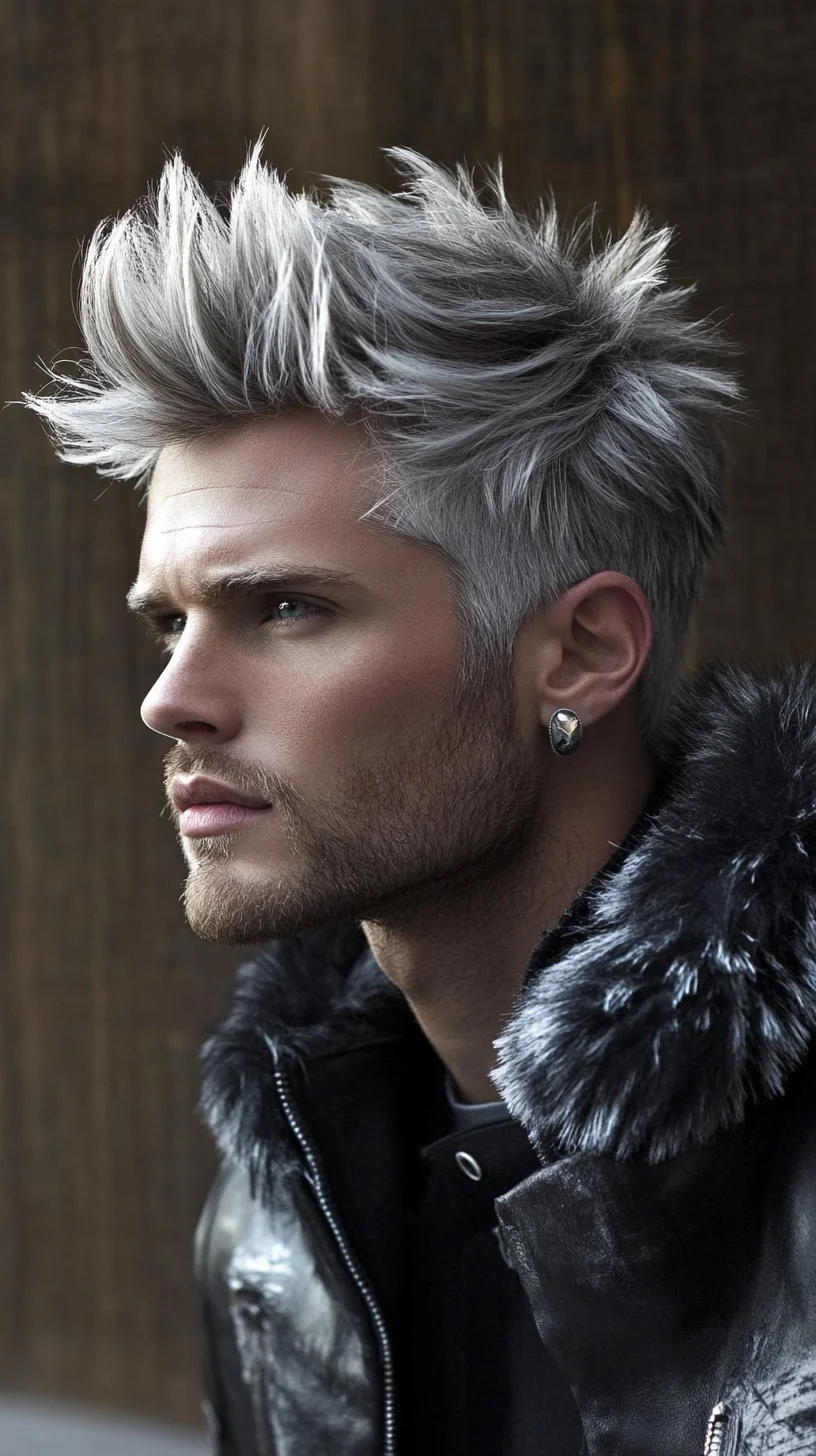 Bold and Edgy: The Textured Silver Faux Hawk for a Striking Look