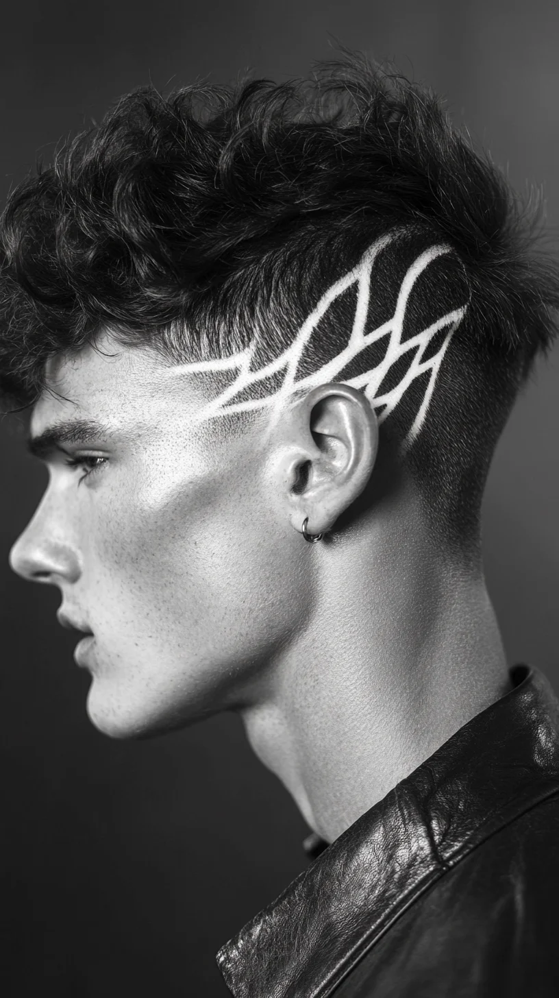 Bold and Stylish: Edgy Curly Top with Artistic Undercut Designs