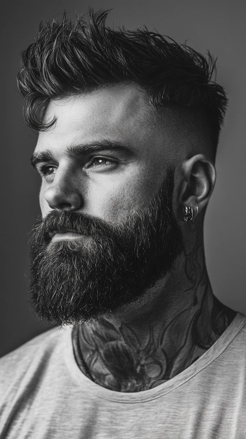 Bold Textured Quiff Meets Full Beard: The Ultimate Masculine Look