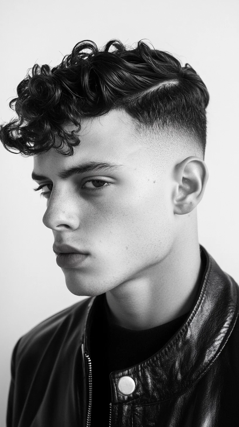 Effortlessly Chic: Embrace Bold Curls with Precision Fade for a Modern Look