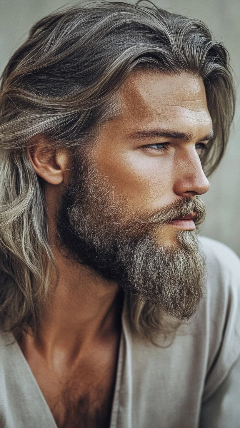 Effortlessly Cool Long Hair with a Full Beard: A Bold, Masculine Vibe