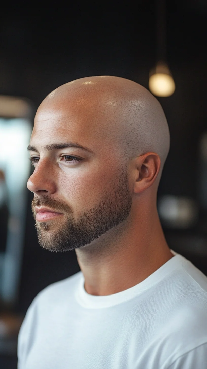 Effortlessly Cool: The Sleek Bald Look with Defined Beard