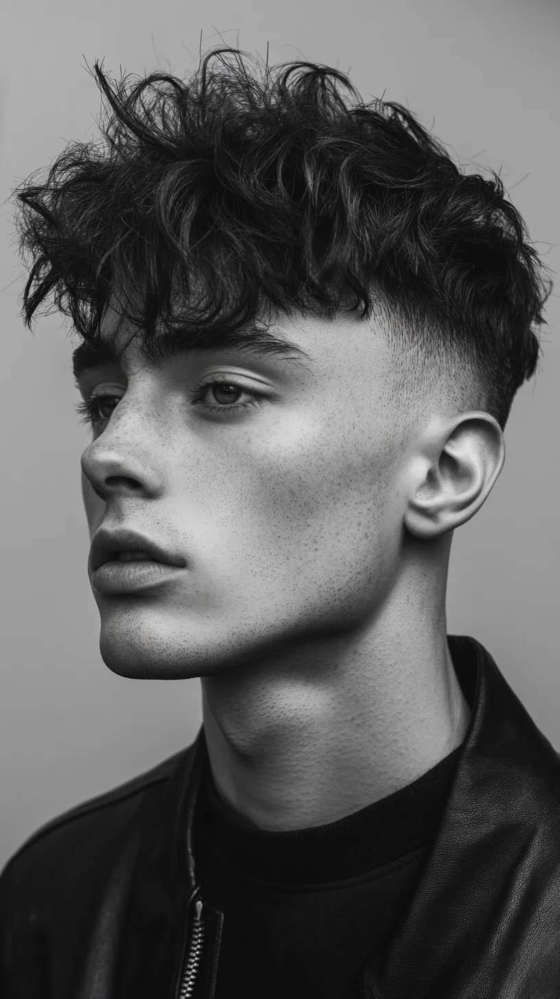 Effortlessly Cool: The Textured Curly Crop with Tapered Sides