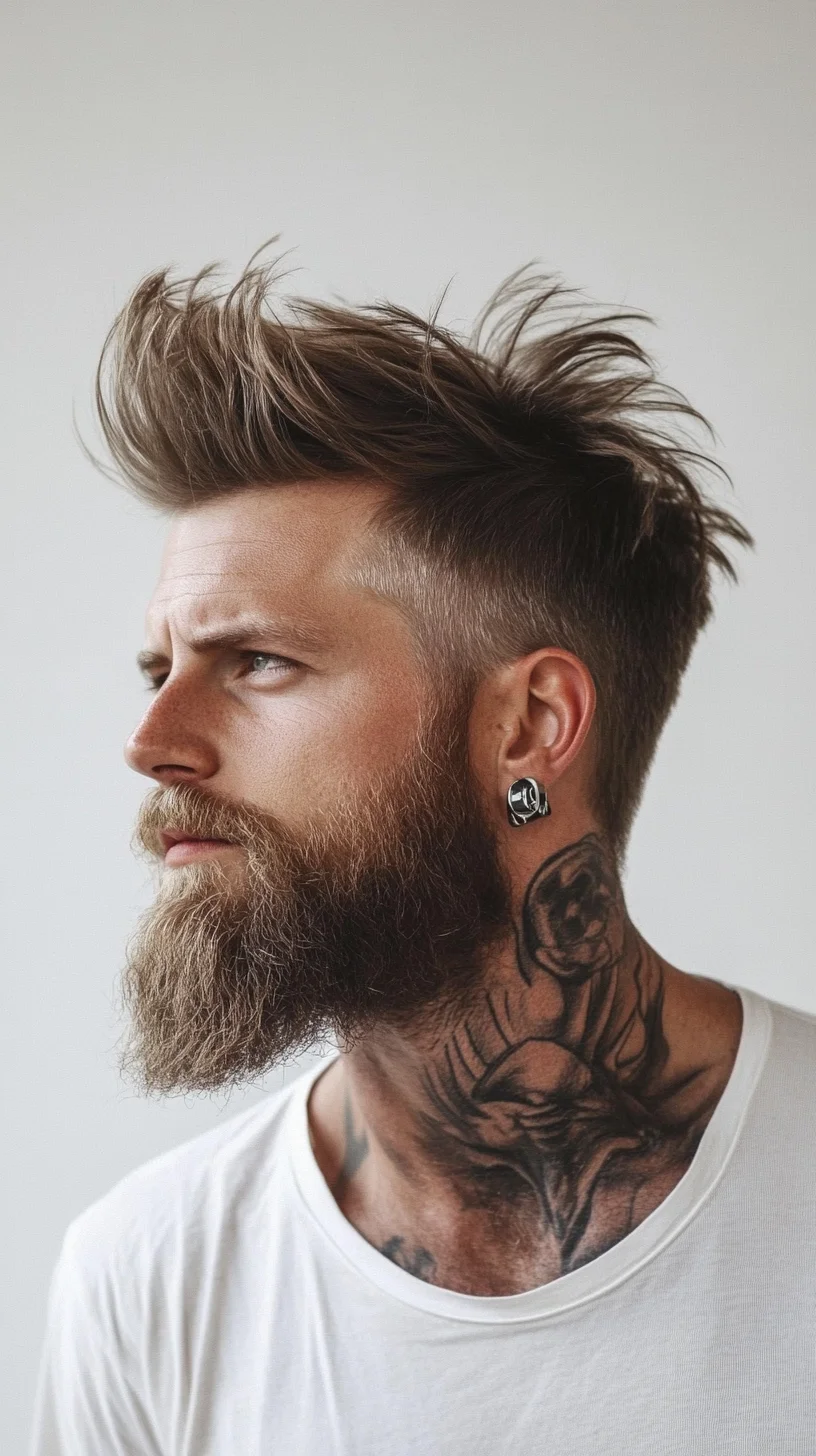 Effortlessly Edgy: The Modern Textured Quiff with Beard Combo