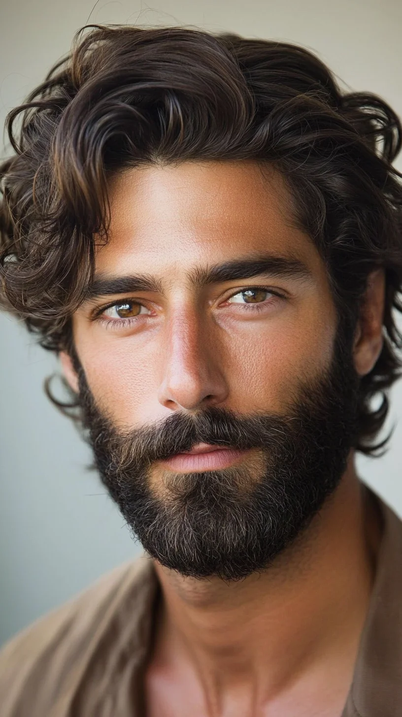 Effortlessly Stylish: Embrace the Natural Wave with This Modern Hair and Beard Combo