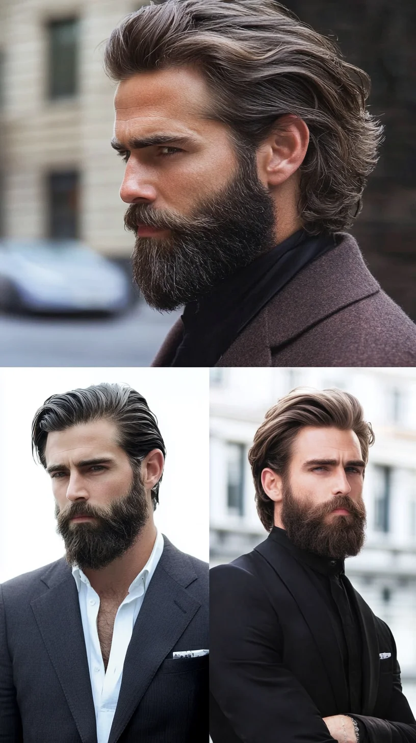 Effortlessly Stylish Long Hair with a Bold Beard: A Modern Masculine Look