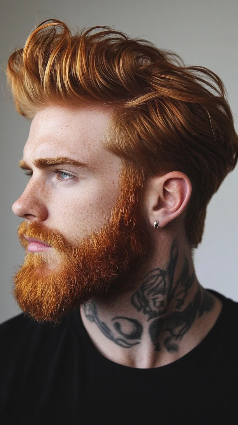 Effortlessly Stylish: The Bold Textured Pompadour with Vibrant Color