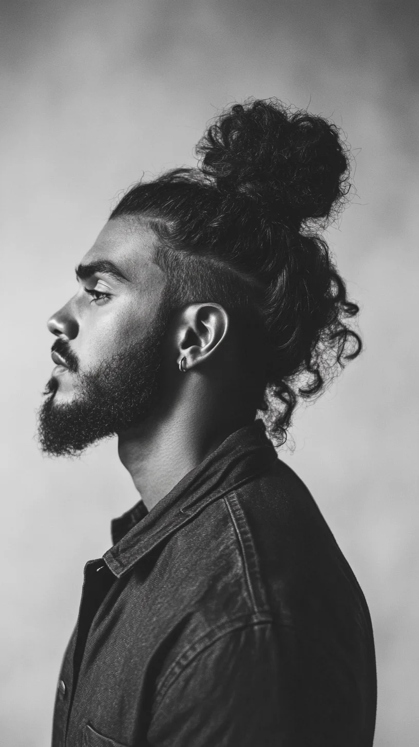 Effortlessly Stylish: The Modern Man Bun with Textured Curls