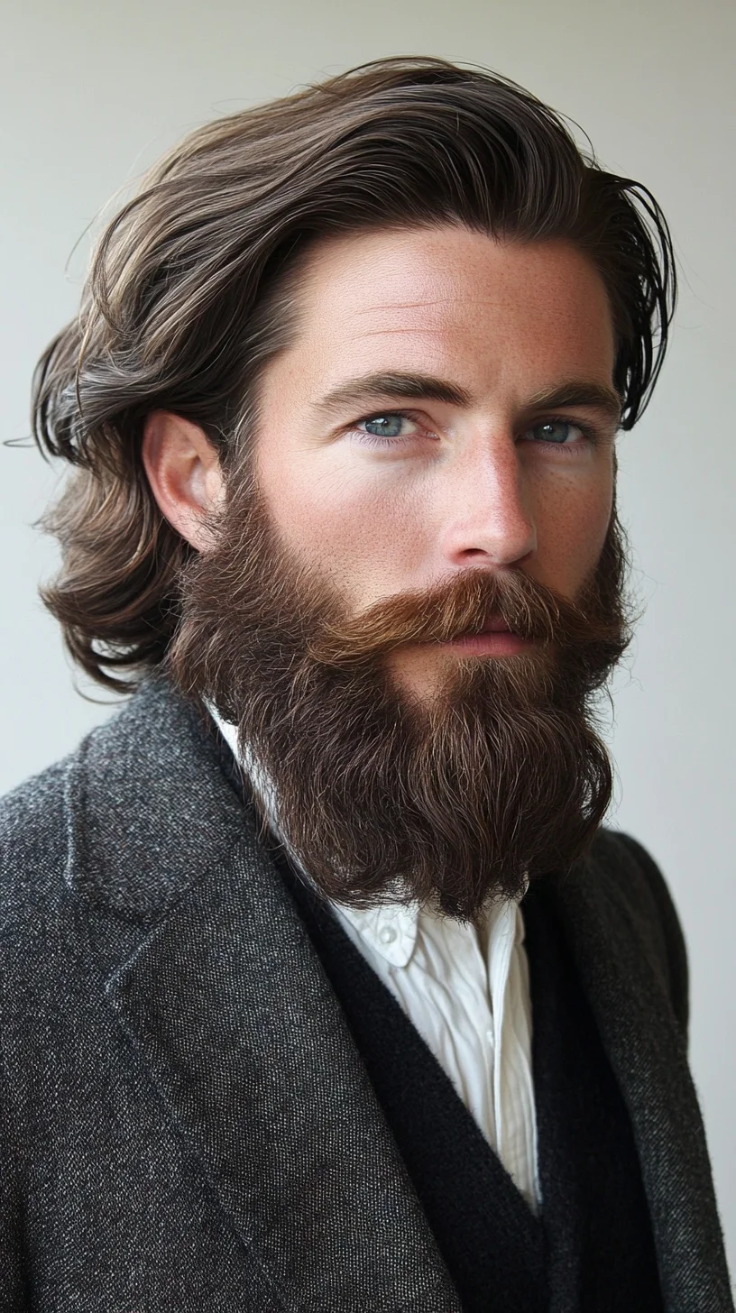 Effortlessly Stylish: The Modern Man’s Long Wavy Hair and Beard Combo