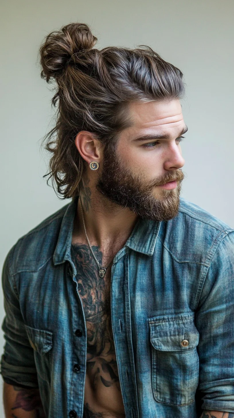 Effortlessly Stylish: The Perfect Man Bun with a Sleek Finish