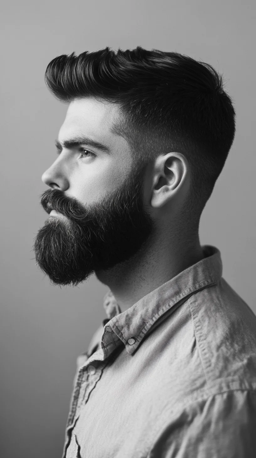 Elevate Your Look: The Bold Textured Pompadour with a Full Beard