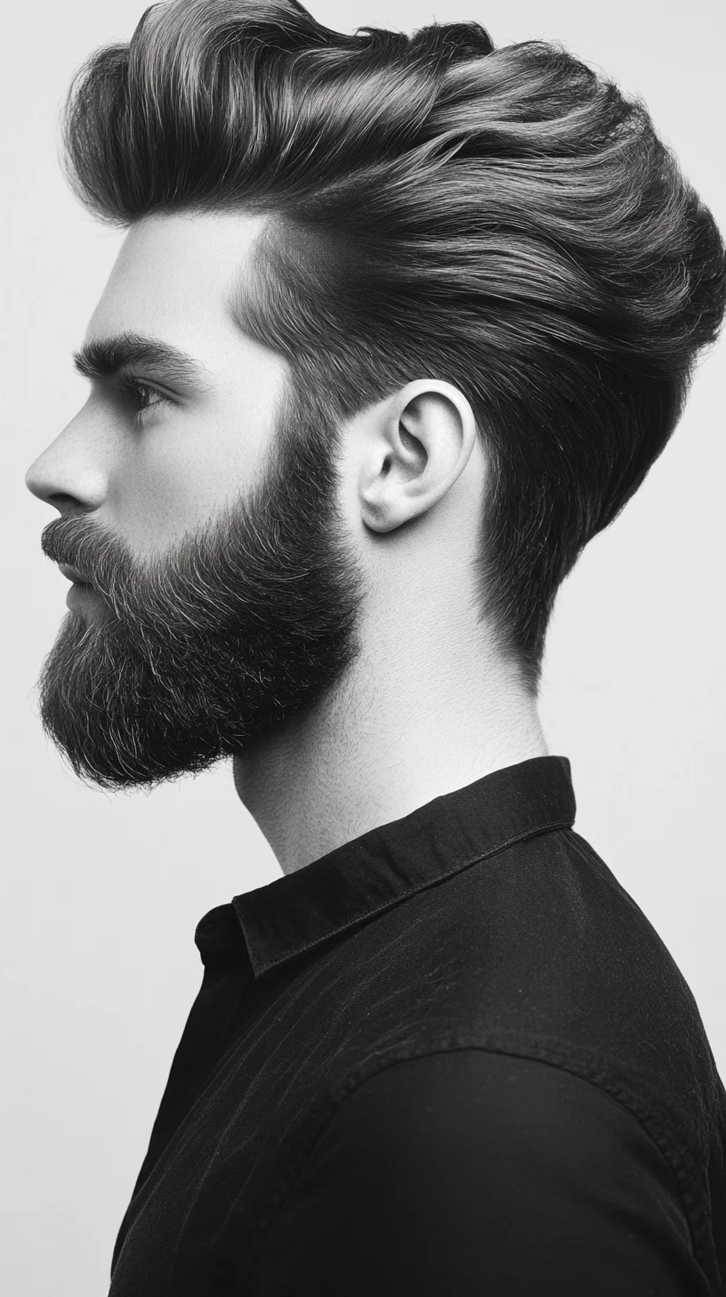 Elevate Your Look: The Bold Volume Pompadour with Textured Beard