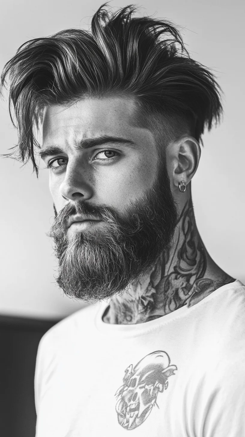 Elevate Your Look with a Bold Textured Quiff and Distinctive Beard