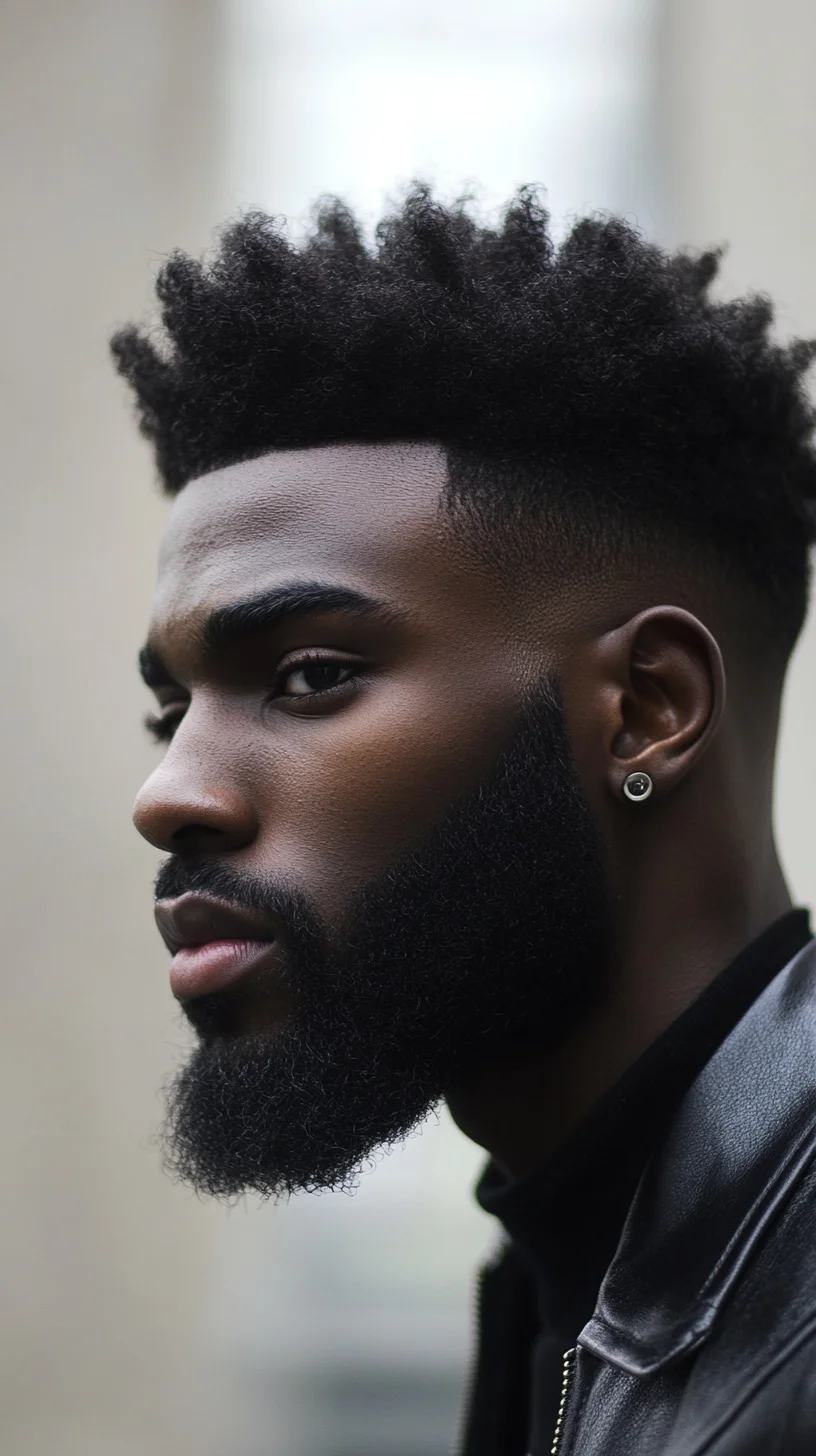 Elevate Your Look with a Modern Tapered Afro and Sculpted Beard