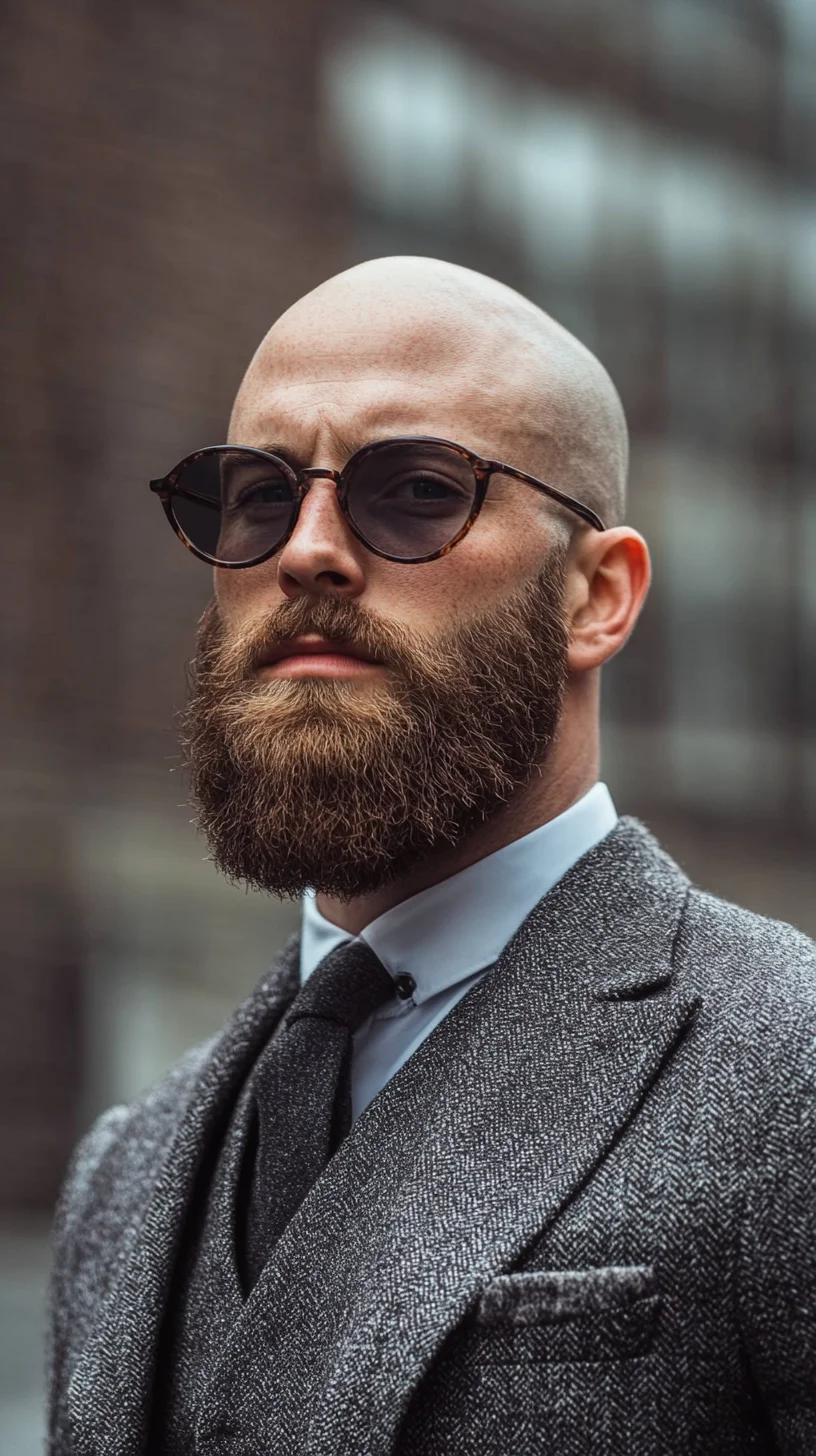 Elevate Your Look with the Bold Minimalism of a Shaved Head and Full Beard