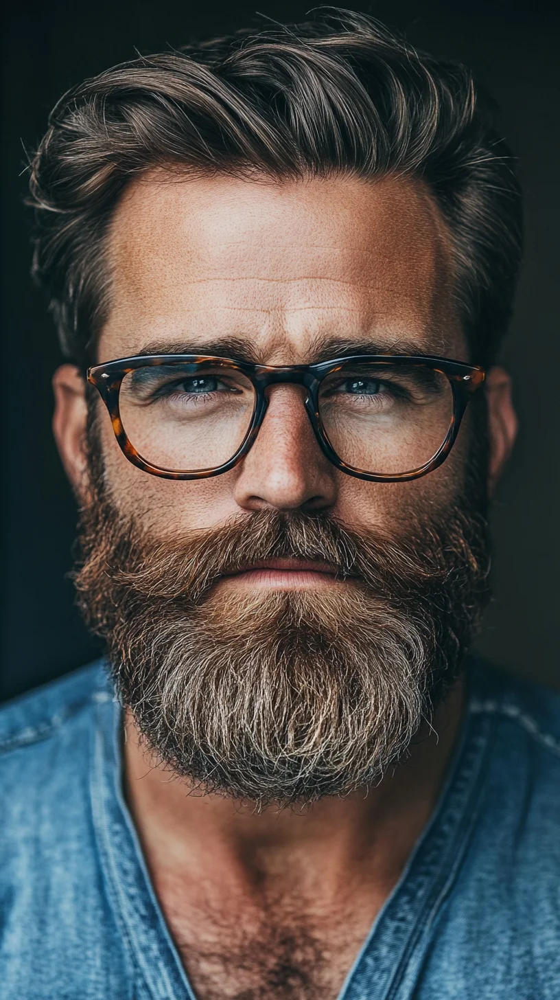 Elevate Your Look with the Effortlessly Stylish Textured Pompadour and Full Beard