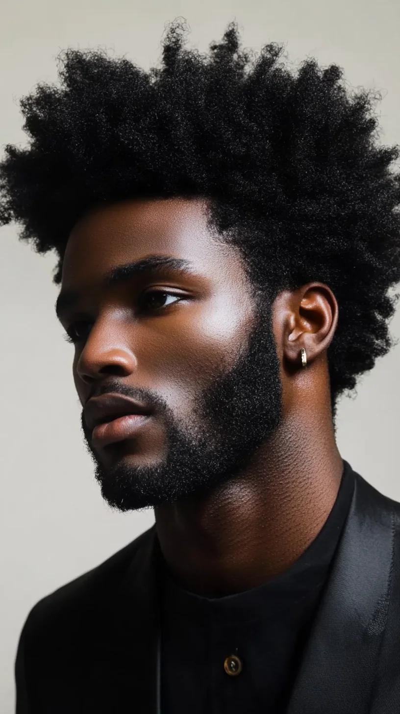 Embrace Boldness: The Defined Natural Afro with a Stylish Beard