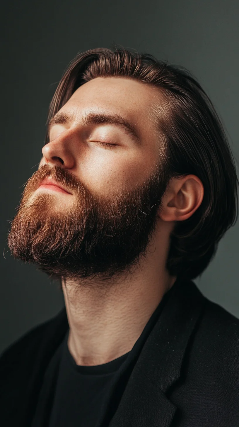 Embrace Effortless Elegance with the Classic Side-Swept Hair and Beard Combo