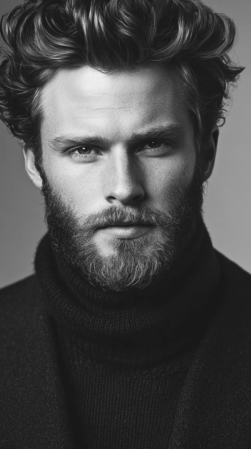 Embrace Effortless Elegance with tousled Curls and a Statement Beard