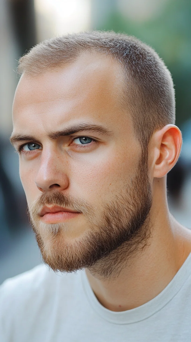 Sleek and Sharp: The Modern Buzz Cut with a Defined Beard