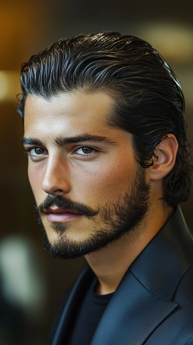 Sleek and Stylish: The Modern Pompadour with a Defined Beard