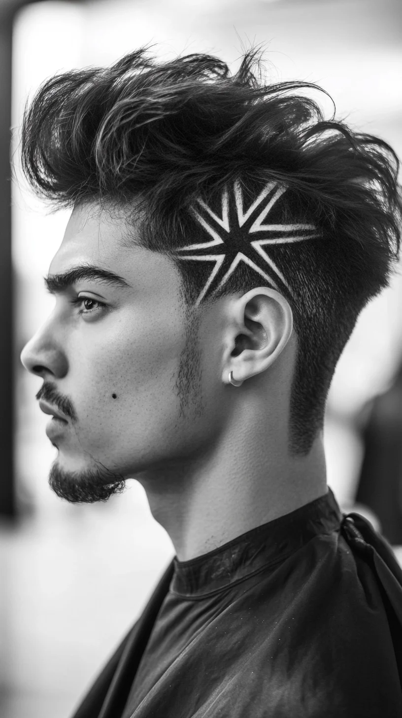 Trendsetting Hair Design with Bold Undercut and Star Pattern