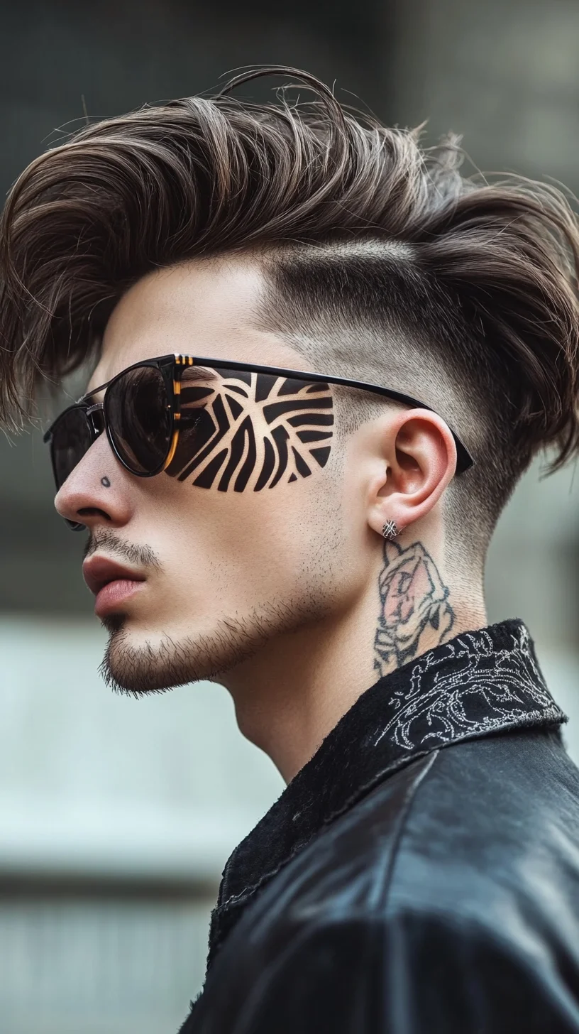 Trendsetting Undercut with Textured Volume and Bold Facial Art