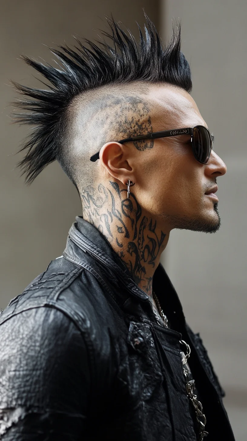 Unleash Your Edge: The Bold Spiked Mohawk with Intricate Tattoos